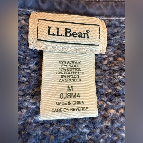 L.L.Bean Sweater Vest Women Med Blue Wool Blend Button Up Cable Knit Sleeveles - Picture 6 of 10